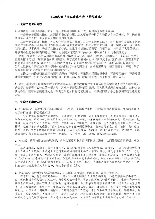 议论文的论证方法和构段方法