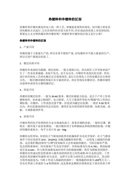 热镀锌和冷镀锌的区别