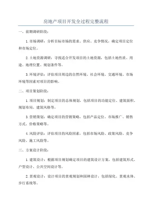 房地产项目开发全过程完整流程