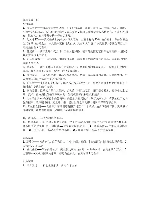 家具品牌分析