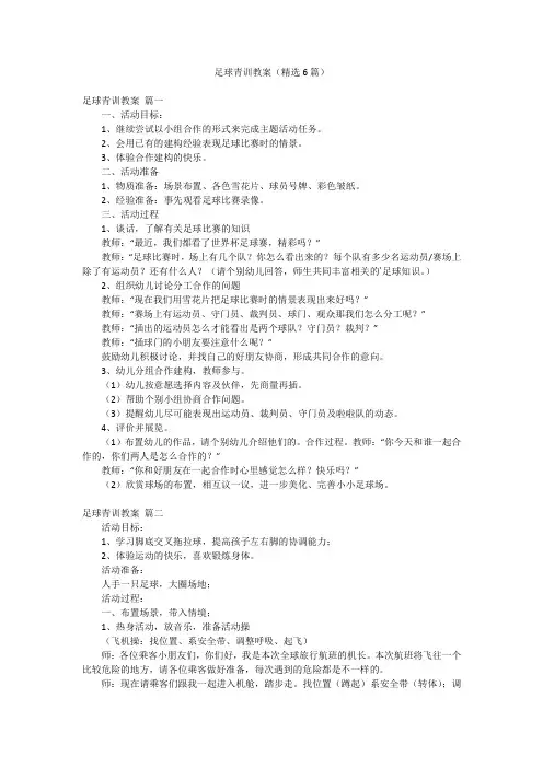 足球青训教案(精选6篇)