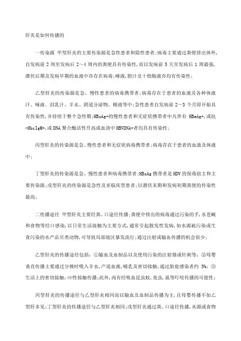 肝炎传播途径