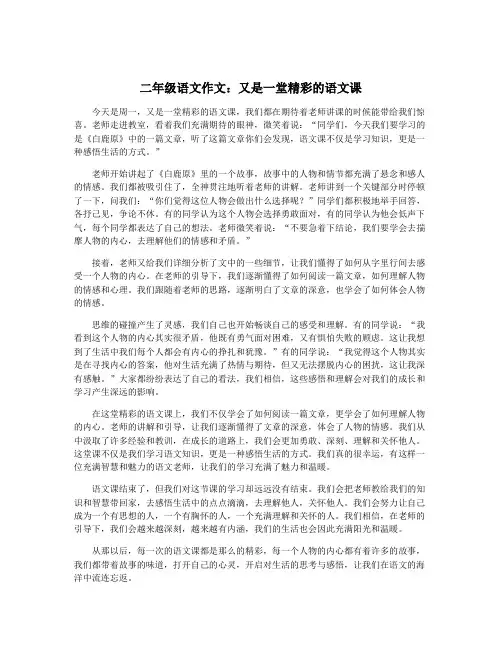 二年级语文作文：又是一堂精彩的语文课