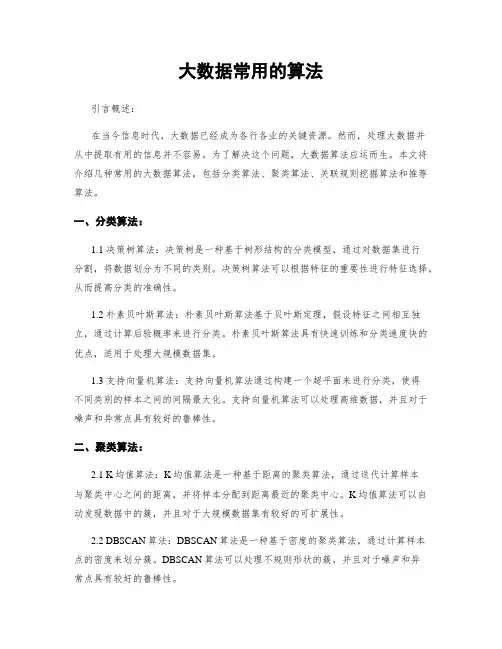 大数据常用的算法