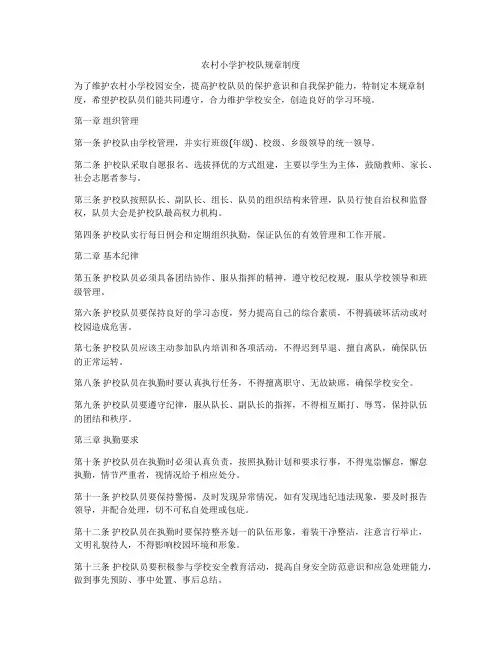 农村小学护校队规章制度