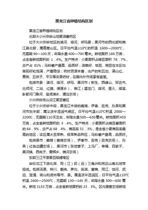 黑龙江省种植结构区划