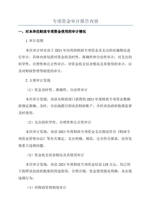 专项资金审计报告内容