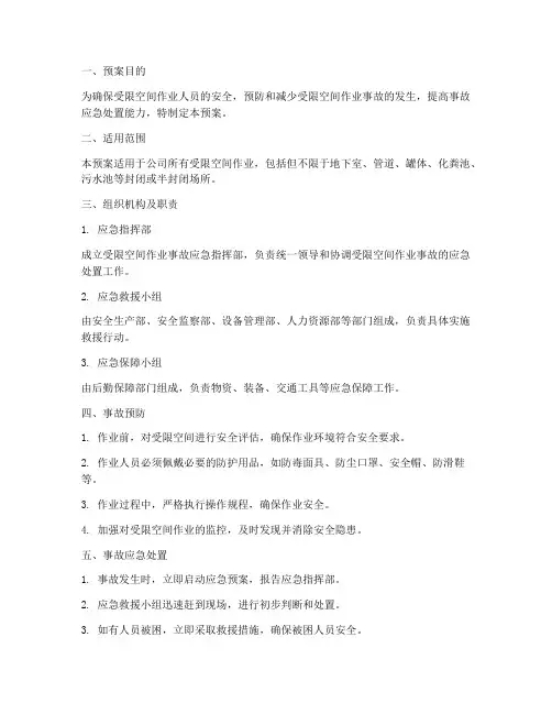 受限空间应急事故预案
