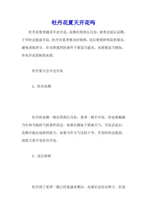 牡丹花夏天开花吗