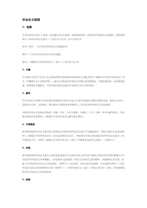 毕业论文的流程