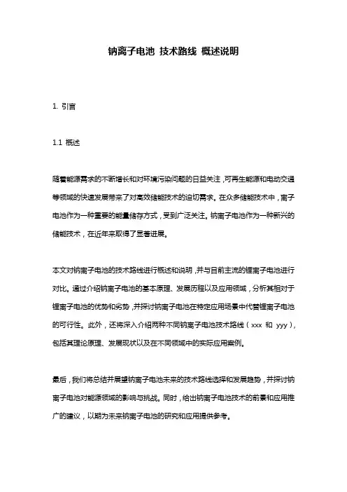 钠离子电池_技术路线_概述说明