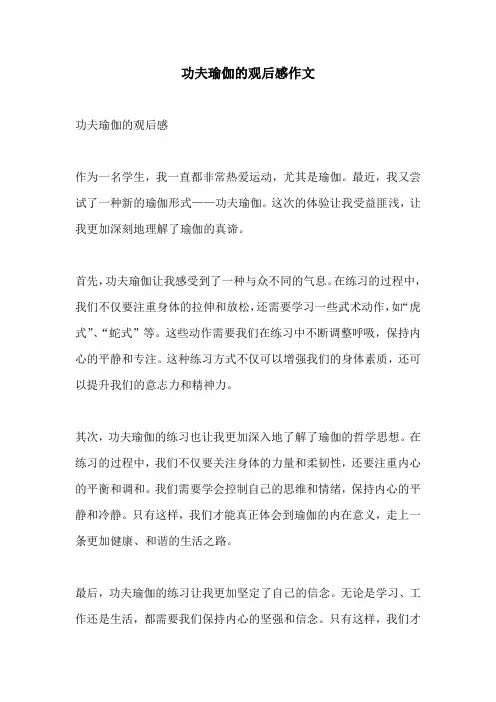 功夫瑜伽的观后感作文