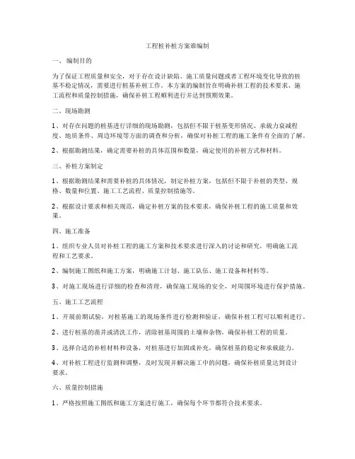 工程桩补桩方案谁编制