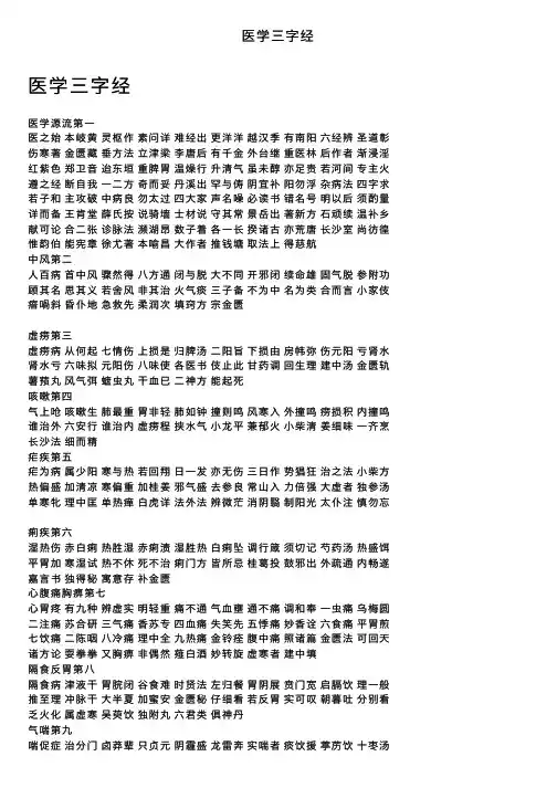 医学三字经——精选推荐