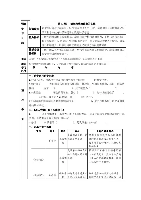 第32课 明朝和清朝前期的文化