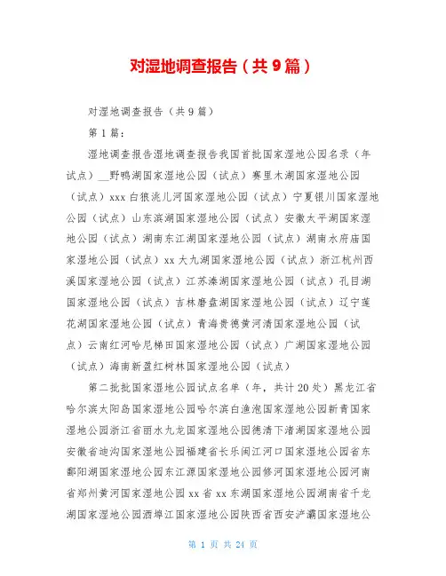 对湿地调查报告(共9篇)