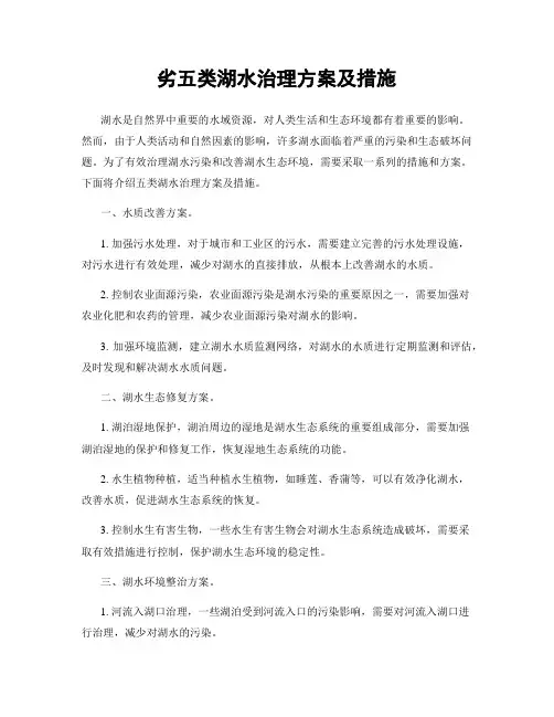 劣五类湖水治理方案及措施