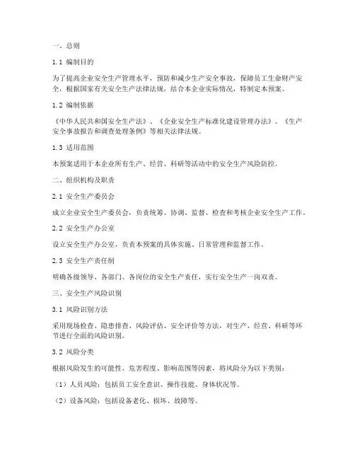企业安全生产风险防控应急预案