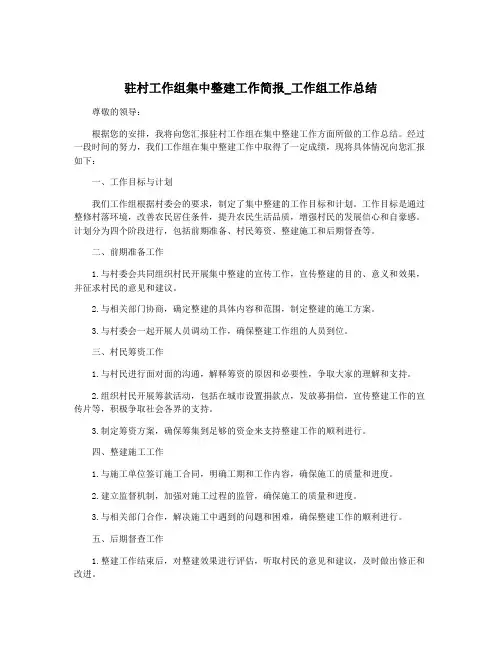 驻村工作组集中整建工作简报_工作组工作总结