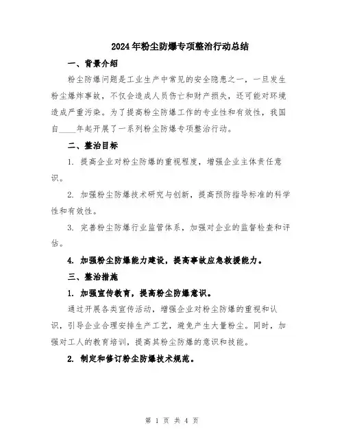 2024年粉尘防爆专项整治行动总结