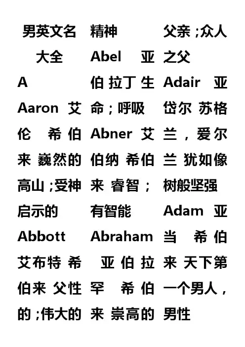 英文名大全