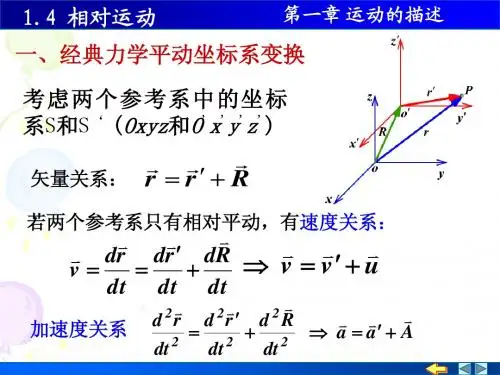 大学物理精品课件1.3 相对运动