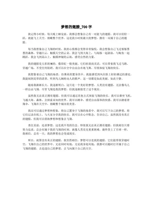 梦想的翅膀_700字