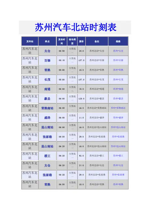 苏州汽车北站时刻表