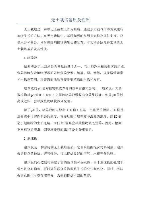 无土栽培基质及性质