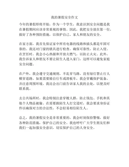 我的暑假安全作文