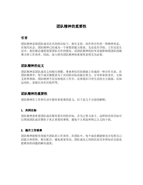 谈谈对团队精神的看法