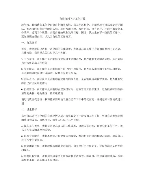 自查自纠下步工作打算