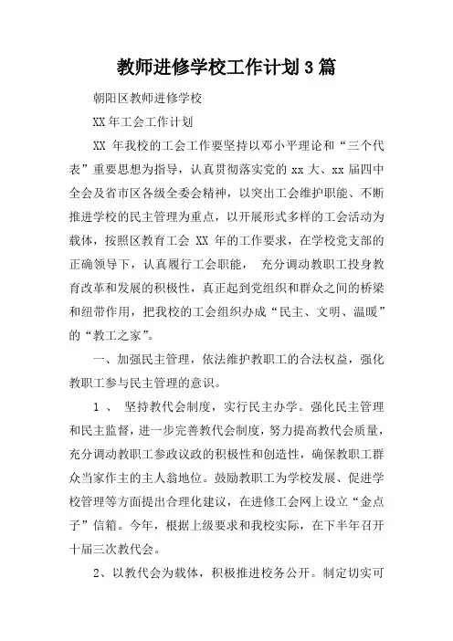 教师进修学校工作计划3篇