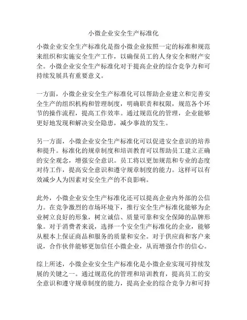 小微企业安全生产标准化