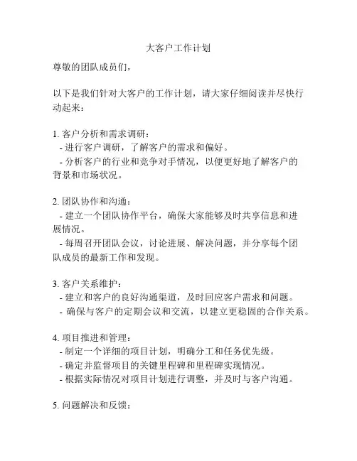 大客户工作计划