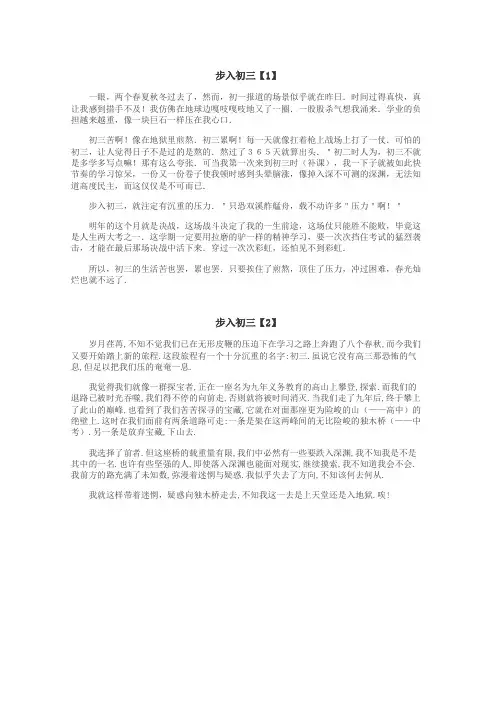 步入初三作文
