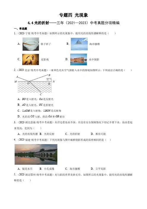 中考物理 光现象 .光的折射(学生版)