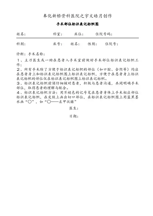 手术部位标记图
