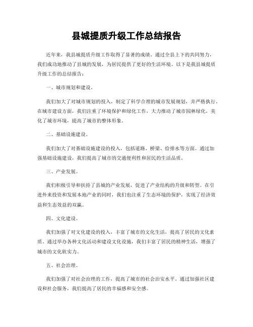 县城提质升级工作总结报告