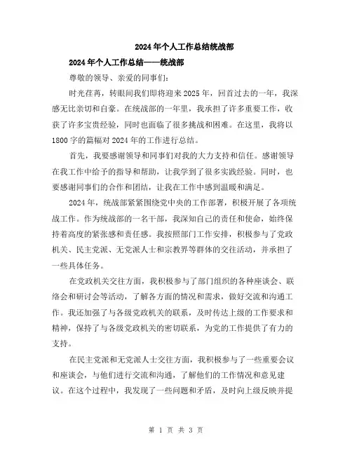 2024年个人工作总结统战部