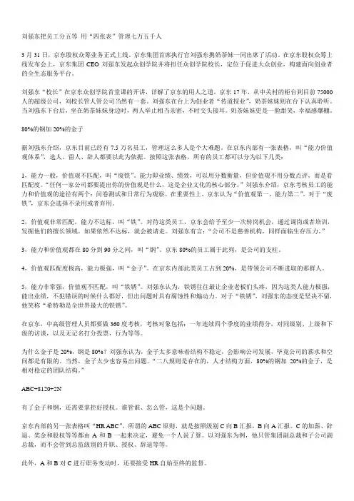 京东管理“四张表”