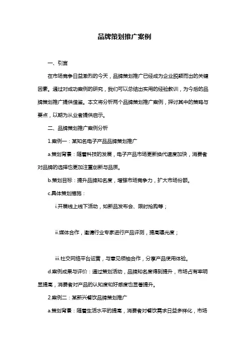 品牌策划推广案例