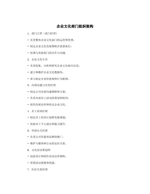 企业文化部门组织架构