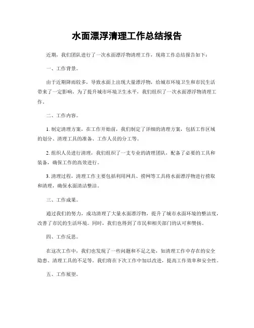水面漂浮清理工作总结报告