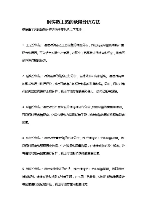 铜铸造工艺的缺陷分析方法