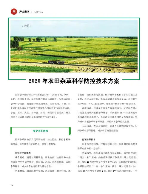 2020年农田杂草科学防控技术方案