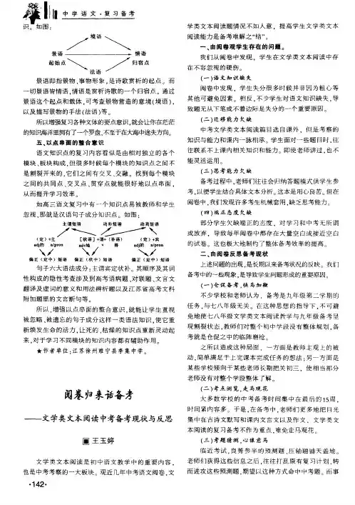阅卷归来话备考——文学类文本阅读中考备考现状与反思
