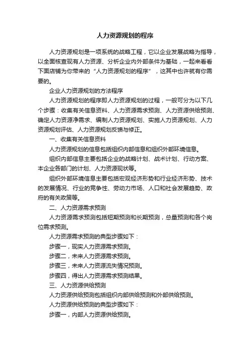 人力资源规划的程序