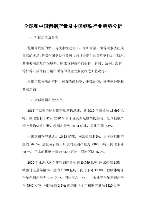 全球和中国粗钢产量及中国钢铁行业趋势分析