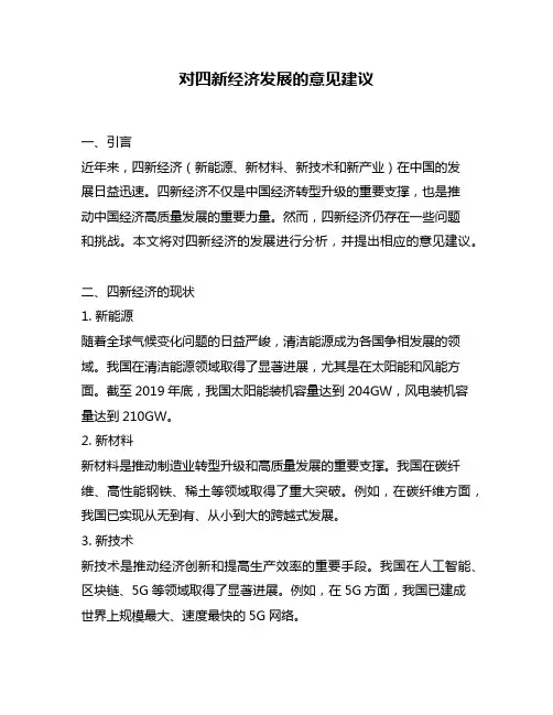 对四新经济发展的意见建议